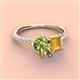 3 - Zahara 9x6 mm Pear Peridot and 7x5 mm Emerald Cut Citrine 2 Stone Duo Ring 