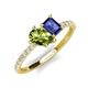 4 - Zahara 9x6 mm Pear Peridot and 7x5 mm Emerald Cut Iolite 2 Stone Duo Ring 