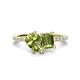 1 - Zahara 9x6 mm Pear and 7x5 mm Emerald Cut Peridot 2 Stone Duo Ring 