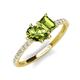 4 - Zahara 9x6 mm Pear and 7x5 mm Emerald Cut Peridot 2 Stone Duo Ring 