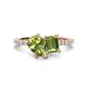 1 - Zahara 9x6 mm Pear and 7x5 mm Emerald Cut Peridot 2 Stone Duo Ring 