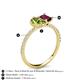 5 - Zahara 9x6 mm Pear Peridot and 7x5 mm Emerald Cut Rhodolite Garnet 2 Stone Duo Ring 