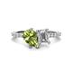 1 - Zahara 9x6 mm Pear Peridot and 7x5 mm Emerald Cut Forever Brilliant Moissanite 2 Stone Duo Ring 