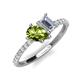 4 - Zahara 9x6 mm Pear Peridot and 7x5 mm Emerald Cut Forever Brilliant Moissanite 2 Stone Duo Ring 