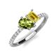 4 - Zahara 9x6 mm Pear Peridot and 7x5 mm Emerald Cut Lab Created Yellow Sapphire 2 Stone Duo Ring 