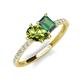 4 - Zahara 9x6 mm Pear Peridot and 7x5 mm Emerald Cut Lab Created Alexandrite 2 Stone Duo Ring 