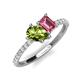 4 - Zahara 9x6 mm Pear Peridot and 7x5 mm Emerald Cut Pink Tourmaline 2 Stone Duo Ring 