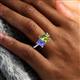 2 - Zahara 9x6 mm Pear Peridot and 7x5 mm Emerald Cut Tanzanite 2 Stone Duo Ring 