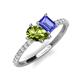 4 - Zahara 9x6 mm Pear Peridot and 7x5 mm Emerald Cut Tanzanite 2 Stone Duo Ring 