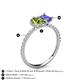 5 - Zahara 9x6 mm Pear Peridot and 7x5 mm Emerald Cut Tanzanite 2 Stone Duo Ring 