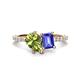 1 - Zahara 9x6 mm Pear Peridot and 7x5 mm Emerald Cut Tanzanite 2 Stone Duo Ring 