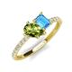 4 - Zahara 9x6 mm Pear Peridot and 7x5 mm Emerald Cut Blue Topaz 2 Stone Duo Ring 