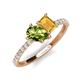 4 - Zahara 9x6 mm Pear Peridot and 7x5 mm Emerald Cut Citrine 2 Stone Duo Ring 