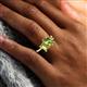 2 - Zahara 9x6 mm Pear and 7x5 mm Emerald Cut Peridot 2 Stone Duo Ring 