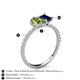 5 - Zahara 9x6 mm Pear Peridot and 7x5 mm Emerald Cut Lab Created Blue Sapphire 2 Stone Duo Ring 