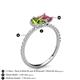 5 - Zahara 9x6 mm Pear Peridot and 7x5 mm Emerald Cut Pink Tourmaline 2 Stone Duo Ring 