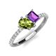 4 - Zahara 9x6 mm Pear Peridot and 7x5 mm Emerald Cut Amethyst 2 Stone Duo Ring 