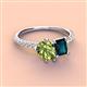 3 - Zahara 9x6 mm Pear Peridot and 7x5 mm Emerald Cut London Blue Topaz 2 Stone Duo Ring 