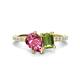 1 - Zahara 9x6 mm Pear Pink Tourmaline and 7x5 mm Emerald Cut Peridot 2 Stone Duo Ring 