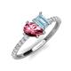 4 - Zahara 9x6 mm Pear Pink Tourmaline and 7x5 mm Emerald Cut Aquamarine 2 Stone Duo Ring 