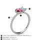 5 - Zahara 9x6 mm Pear Pink Tourmaline and 7x5 mm Emerald Cut Aquamarine 2 Stone Duo Ring 