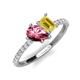 4 - Zahara 9x6 mm Pear Pink Tourmaline and 7x5 mm Emerald Cut Lab Created Yellow Sapphire 2 Stone Duo Ring 