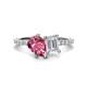 1 - Zahara 9x6 mm Pear Pink Tourmaline and 7x5 mm Emerald Cut White Sapphire 2 Stone Duo Ring 