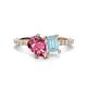 1 - Zahara 9x6 mm Pear Pink Tourmaline and 7x5 mm Emerald Cut Aquamarine 2 Stone Duo Ring 