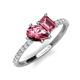 4 - Zahara 9x6 mm Pear and Emerald Cut Pink Tourmaline 2 Stone Duo Ring 