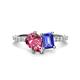 1 - Zahara 9x6 mm Pear Pink Tourmaline and 7x5 mm Emerald Cut Tanzanite 2 Stone Duo Ring 