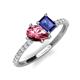 4 - Zahara 9x6 mm Pear Pink Tourmaline and 7x5 mm Emerald Cut Iolite 2 Stone Duo Ring 