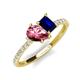 4 - Zahara 9x6 mm Pear Pink Tourmaline and 7x5 mm Emerald Cut Lab Created Blue Sapphire 2 Stone Duo Ring 