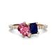 1 - Zahara 9x6 mm Pear Pink Tourmaline and 7x5 mm Emerald Cut Lab Created Blue Sapphire 2 Stone Duo Ring 