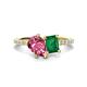 1 - Zahara 9x6 mm Pear Pink Tourmaline and 7x5 mm Emerald Cut Lab Created Emerald 2 Stone Duo Ring 