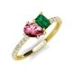 4 - Zahara 9x6 mm Pear Pink Tourmaline and 7x5 mm Emerald Cut Lab Created Emerald 2 Stone Duo Ring 
