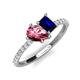 4 - Zahara 9x6 mm Pear Pink Tourmaline and 7x5 mm Emerald Cut Lab Created Blue Sapphire 2 Stone Duo Ring 