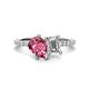 1 - Zahara 9x6 mm Pear Pink Tourmaline and IGI Certified 7x5 mm Emerald Cut Lab Grown Diamond 2 Stone Duo Ring 