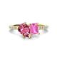 1 - Zahara 9x6 mm Pear Pink Tourmaline and 7x5 mm Emerald Cut Lab Created Pink Sapphire 2 Stone Duo Ring 