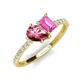 4 - Zahara 9x6 mm Pear Pink Tourmaline and 7x5 mm Emerald Cut Lab Created Pink Sapphire 2 Stone Duo Ring 