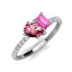 4 - Zahara 9x6 mm Pear Pink Tourmaline and 7x5 mm Emerald Cut Lab Created Pink Sapphire 2 Stone Duo Ring 