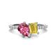 1 - Zahara 9x6 mm Pear Pink Tourmaline and 7x5 mm Emerald Cut Lab Created Yellow Sapphire 2 Stone Duo Ring 