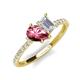 4 - Zahara 9x6 mm Pear Pink Tourmaline and 7x5 mm Emerald Cut White Sapphire 2 Stone Duo Ring 