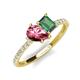 4 - Zahara 9x6 mm Pear Pink Tourmaline and 7x5 mm Emerald Cut Lab Created Alexandrite 2 Stone Duo Ring 