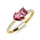 4 - Zahara 9x6 mm Pear and Emerald Cut Pink Tourmaline 2 Stone Duo Ring 