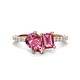 1 - Zahara 9x6 mm Pear and Emerald Cut Pink Tourmaline 2 Stone Duo Ring 