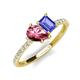 4 - Zahara 9x6 mm Pear Pink Tourmaline and 7x5 mm Emerald Cut Tanzanite 2 Stone Duo Ring 