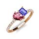 4 - Zahara 9x6 mm Pear Pink Tourmaline and 7x5 mm Emerald Cut Tanzanite 2 Stone Duo Ring 