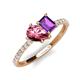 4 - Zahara 9x6 mm Pear Pink Tourmaline and 7x5 mm Emerald Cut Amethyst 2 Stone Duo Ring 