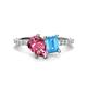 1 - Zahara 9x6 mm Pear Pink Tourmaline and 7x5 mm Emerald Cut Blue Topaz 2 Stone Duo Ring 