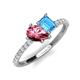 4 - Zahara 9x6 mm Pear Pink Tourmaline and 7x5 mm Emerald Cut Blue Topaz 2 Stone Duo Ring 